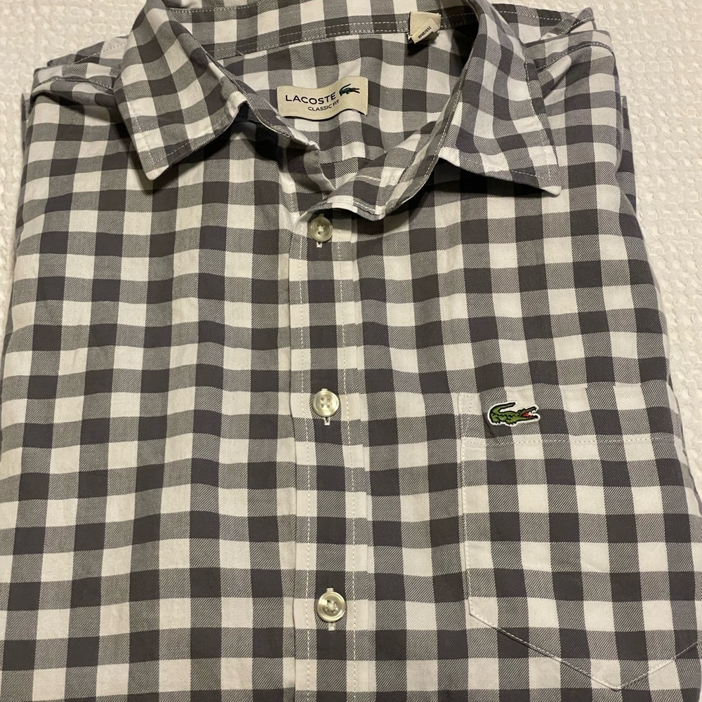 Mens long sleeve Lacoste checkered dress shirt